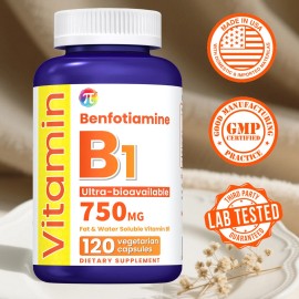 π Vitamin B-1 Thiamin 750mg-High Potency-120 Capsules