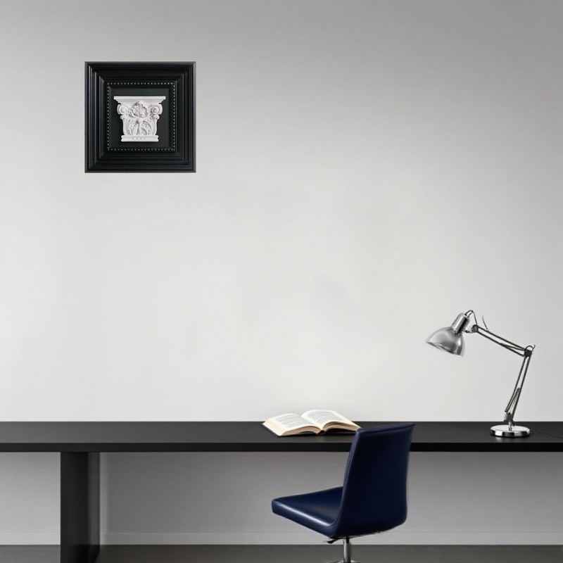 Elegant Black Framed Plaster Wall Art — 3D White Plaster