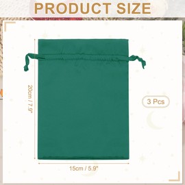 PATIKIL 6 x 8 Inch Satin Bags with Drawstring, 3 Pcs Silk Drawstring Gift Bags Wedding Favor Pouch for Jewelry Candy Christmas Party Graduation Birthday Easter, Green