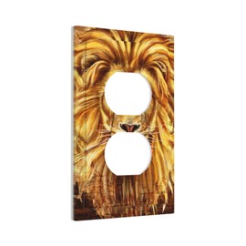 African Lion 1 Gang Duplex Outlet Covers Light Switch Cover Decorative Electrical Switchplate Animal King Head Abstract Wildlife Faceplate for Bathroom Bedroom Home Decor