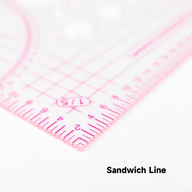 KEARING Triangle Scale Ruler, Sandwich Line, Pattern Making Ruler for