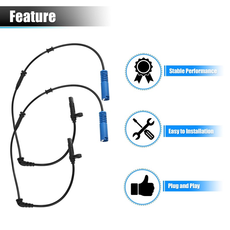 A ABSOPRO ABS Wheel Speed Sensor 34526756384 Black Pack of