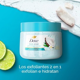 Dove Body Scrub - Coconut & Lime, textura batida equilibrada con pH equilibrado, 15 onzas | For dry, dull skin, Helps renew skin texture, With Dove mo
