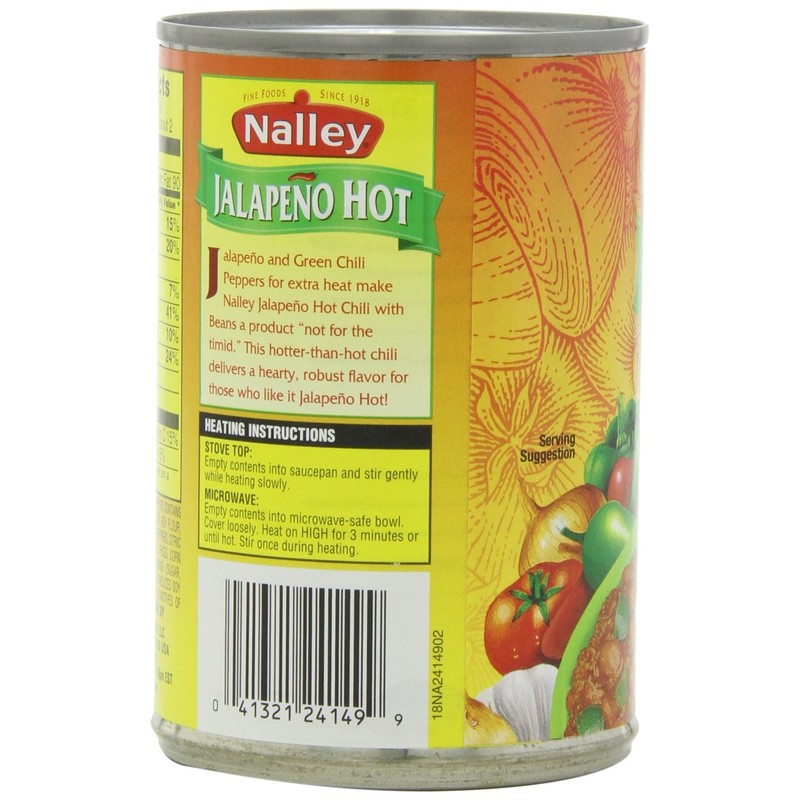 Nalley Jalapeno Hot Chili with Beans, 14-Ounce Cans (Pack of