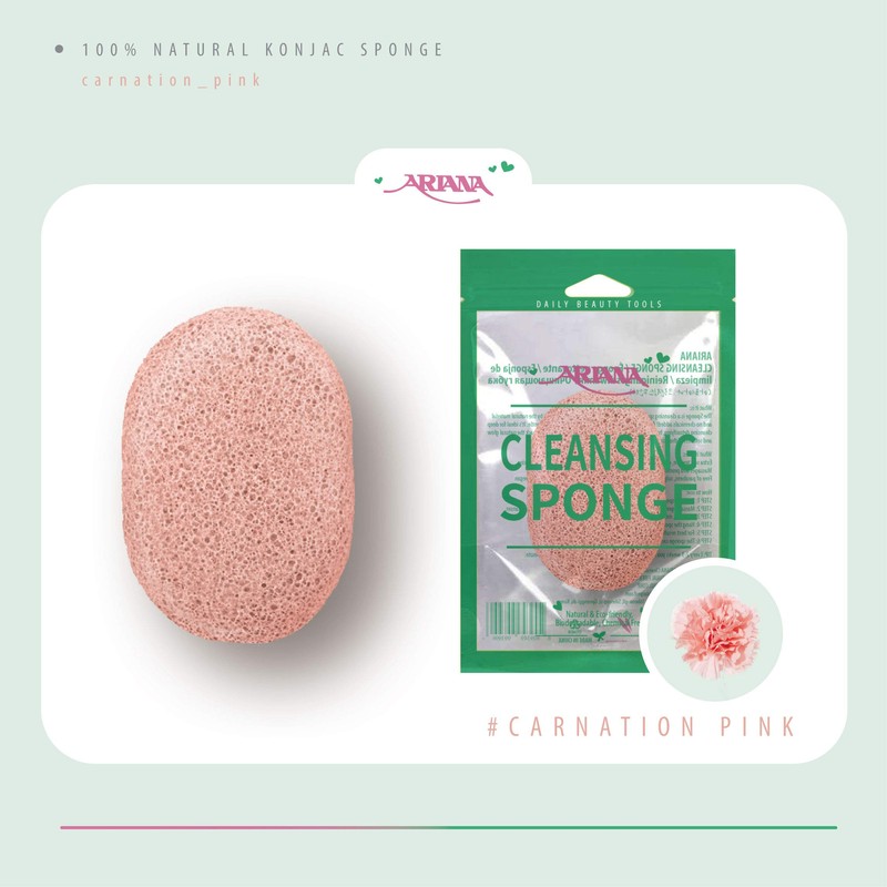 ARIANA Konjac Facial Sponge Oval Carnation Pink 304A Bath Cleansing