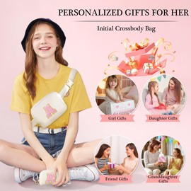 YOOLIFE Gifts for Girls Teen Kids - Birthday Gifts for 3 4 5 6 7 8 9 10 11 12 13 Year Old Girls, Initial Fanny Pack Belt Bag Purse Girls Teen Daughter Sister, Pink G