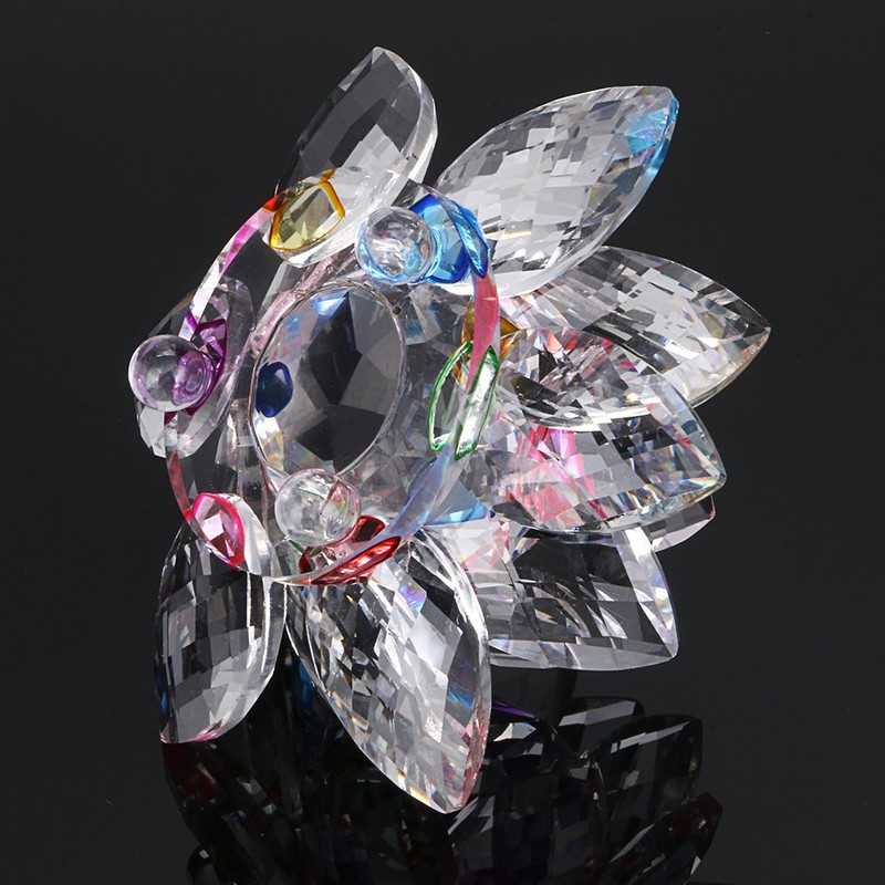 BSTKEY Colorful Crystal Lotus Flower Ornaments 130mm