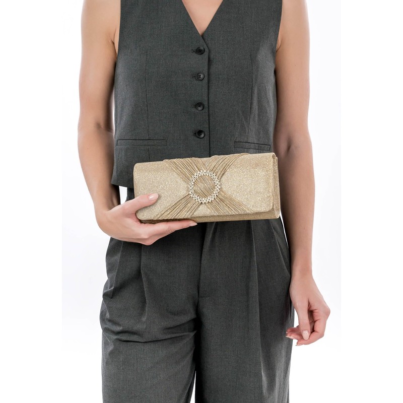 Tamaris Clutch TAS Amalia Brooch 33804 Women's Handbags Plain, Gold