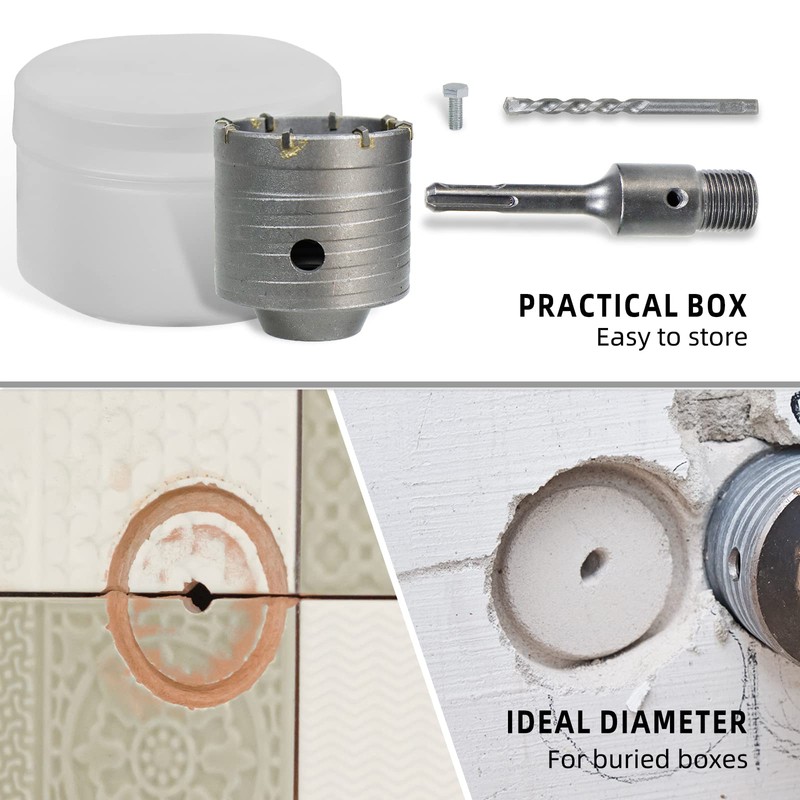 CCLIFE Drill Bit 50/55/65/68/80/82/100 mm Socket Drill Bit Concrete with