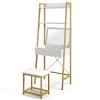 Costway 2-in-1 Vanity Table Set Flip Top Mirror Ladder Storage