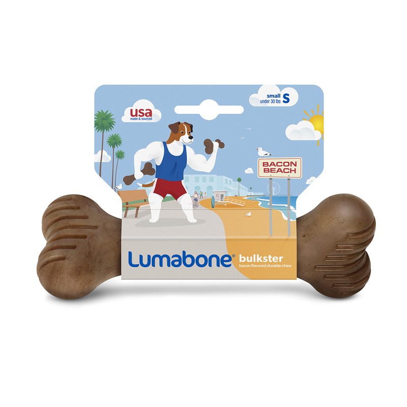 Lumabone Bulkster Durable Chew Toy for Aggressive Chewers, Real Bacon,