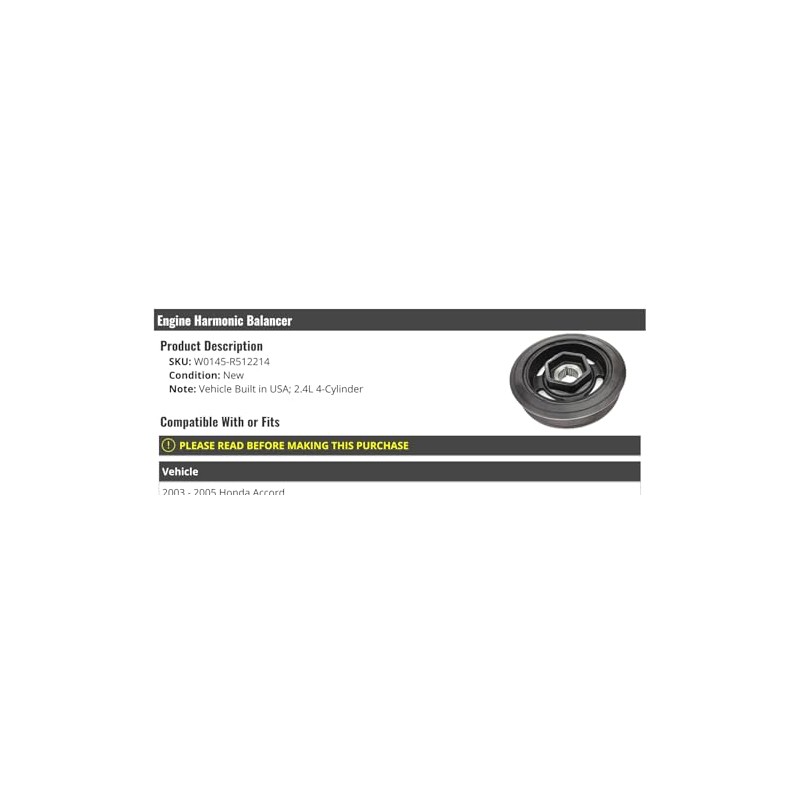 Engine Harmonic Balancer Crankshaft Pulley - Compatible with 2003-2005 Honda