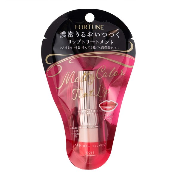 Fortune Kose Melty Color Tint Lip Balm, Slightly Blooming Berry Scent, Pure Red, 0.1 oz (3.4 g) x 1