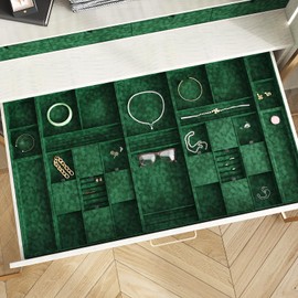 VEELIKE Self Adhesive Green Felt Drawer Liner for Dresser Jewelry Box Velvet Lining 15.7''x118'' Soft Fabric Velvet Flocking Liner Peel and Stick Green Contact Paper for Cabinets Furniture Crafts