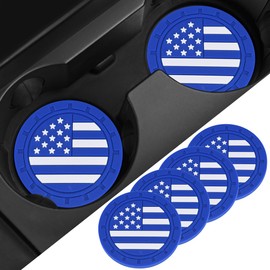 Couslcd 4PCS Car Cup Holder Coasters, 2.75 Inch American Flag Insert Car Cup Coaster, Anti Slip Shockproof Embedded Drink Mat, Car Coasters for Cup Holders, Universal Car Interior Accessories (Blue)