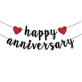 HQKJGSYX 2.5m Happy Anniversary Banner Custom Banner Glitter Happy Anniversary Decorations Wedding Anniversary Party Banner Romantic Decorations No DIY Pre-strung for Wedding Party Birthday Door