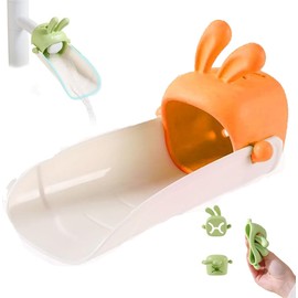 WADY 1 Piezas Extensor de Grifo para Niños,Faucet Extender for Kids de Agua de Silicona,Extensor De Grifo Para Niños Pequeños,Alargador de Grifo de Dibujos Animados para Niños,Prueba de Salpicaduras (Naranja)