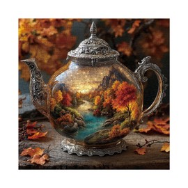 Autumn Puzzle 1000 Pieces Fall Kettle Landscape Puzzles for Adults 1000 Pieces Nature, Beautiful Autumn Scenic Art Jigsaw Puzzles, Pretty Plant Forest Aesthetic Puzzle