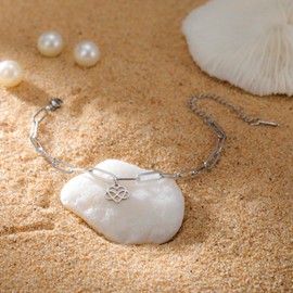 Dreamtimes Infinity Heart Ankle Bracelet for Women Stainless Steel Adjustable Love Symbol Foot Chain Hypoallergenic Couple Friendship Jewellery Gift Dailylife Anklet for Her, M, Stainless steel, No