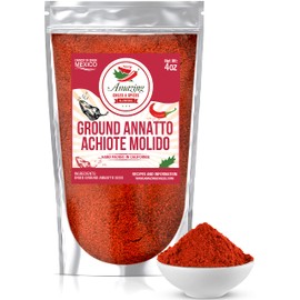 Achiote Powder – Ground Annatto Seeds 4oz Great for Adding Color and Mild Flavor in Soup, Stews, Meats and Mexican Recipes