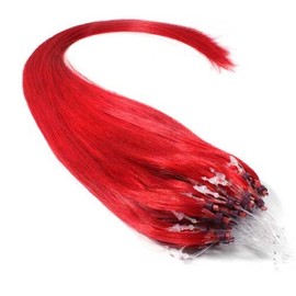 25 Strands 22" Easy Micro Loop Links Ring Beads100% Human Hair Extensions 1 g Each (# Red)