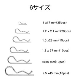 LOYELEY R Pin Snap Pins, 100 Pcs Snap Pins, Cotter Pins, Clip Pins, R-shaped Springs, Beta Pins, Body Clips, Beta Pins, Machinery, Automobiles, Electrical Equipment, Repair, Storage Case, 6 Different Sizes