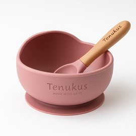 Baby Feeding Bowl with Spoon – Silicone Suction Set for Toddlers – Dusty Pink by Tenukus | BPA-Free & Easy Clean