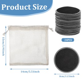JIEYAO 24Pcs Reusable Makeup Remover Pads for Face, Soft Microfiber Makeup Remover Cloths with Mesh Bag Washable Rounds Toner Pads