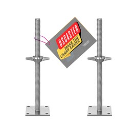 USCaster Screw Jack Scaffold 18" Adjustable Leveling Jack Solid Screw Jacks with Base Plate for Baker-Style Scaffolding Galvanized 2 Pack