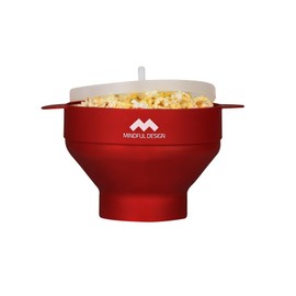 The Original Mindful Design Popper para microondas - tazón de silicona, sin BPA y apto para lavaplatos (rojo cereza)