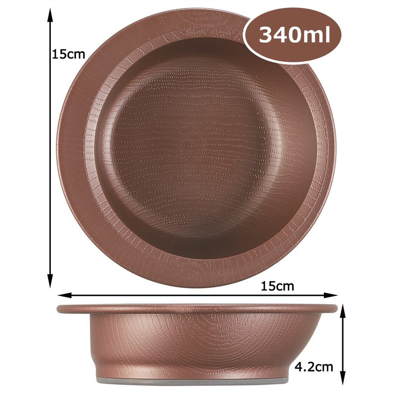 Skater (スケーター) Wood Grain Easy-to-Scoop Bowl 340ml Brown Made in