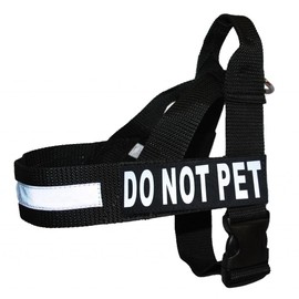 DO NOT PET Nylon Strap Service Dog Harness No Pull Guide Assistance comes with 2 reflective DO NOT PET removable patches. Please measure your dog before ordering.
