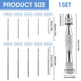 Präziser Handbohrer für Harzformen, 12 cm, silbrig Schraubstock, 10 pcs Stahlbohrer (0,8–3 mm), Ideal zum Bohren von Löchern in Harz, Epoxy, Holz, Perfekt für Schmuckherstellung, Basteln