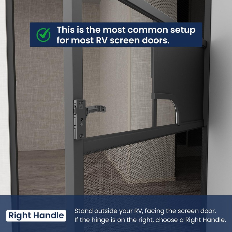 Left Metal RV Screen Door Latch Kit, Left Hand Handle