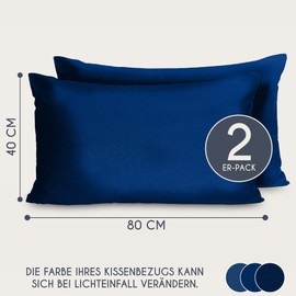 Cushion Cover 40 x 80 cm Renforcé Cotton (Set of 2) – Dark Blue – Densely Woven with 57 Threads/cm² – Pillowcase 40 x 80 cm – Oeko Tex Certified Dreamzie