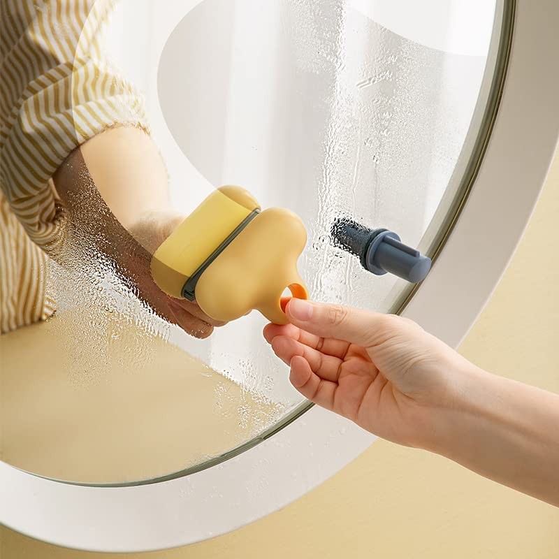 Mini Silicone T-Shaped Mirror Wiper Tool, Glass Cleaner (White)