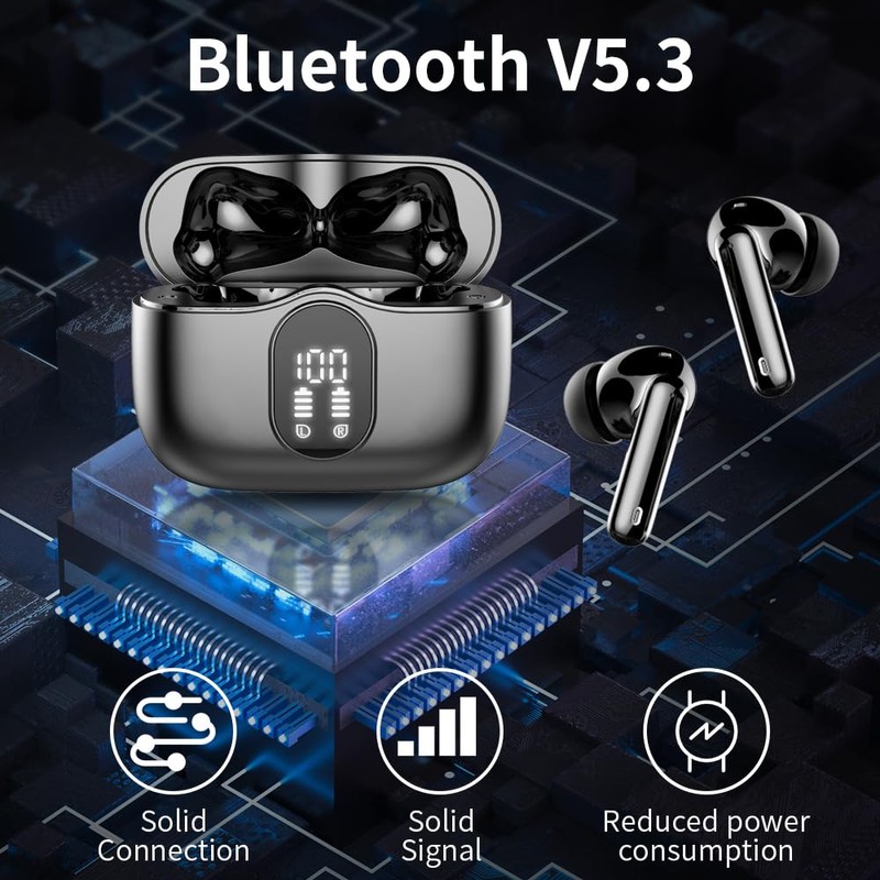 Wireless Earbuds, Bluetooth 5.3 Headphones In Ear with 4 ENC