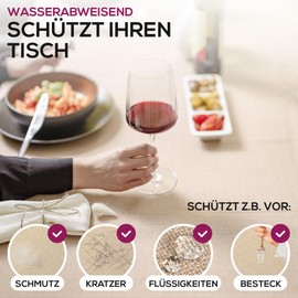 Elegant Tablecloth with Natural Linen Look, Lina Tablecloth and Table Runner, Choice of Size and Colour (Square 135 x 180 cm, Sand Beige)