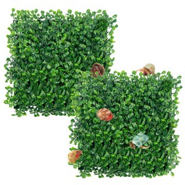 Rainmae 2Pack Faux Grass Mat Fake Turf Hermit Crab Climbing Wall, Hermit Crab Climbing Toys, Plastic Aquarium Plants Lawn Hermit Crab Supplies Climbing and Hide Toy for Gecko Reptile Lizard 10x10 inch