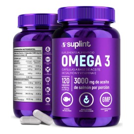 Omega Aceite Salmón 3420 Alto Contenido Epa Dha Vitamina Suplemento Natural Corazón Cerebro Articulaciones Gluten Ogm 120 Cápsulas Suplint