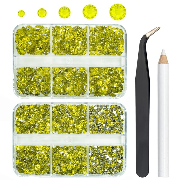 qiipii 3060PCS Yellow Resin Rhinestones Crystal Lemon Yellow Resin Rhinestones