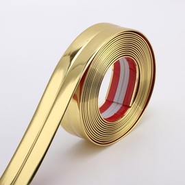 Multifunctional Wall Molding Trim & Corner Guards & Caulk Strip, Apply in Table Edge Door Frame Baseboard for Protection and Decoration, Shiny Gold, 16.4ft x 0.8in