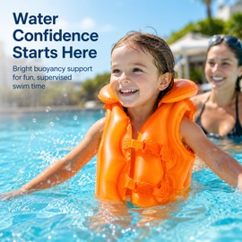 Inflatable Kids Swim Training Vest – Portable PVC Buoyancy Aid for Parent-Supervised Pool Practice, S/M/L