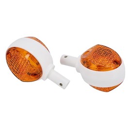 Set of indicators in white, indicator caps orange - for Simson KR51/1 Schwalbe, KR51/2 Schwalbe, SR4-2 Star, SR4-3 Sperber, SR4-4 Habicht, MZ ES