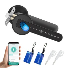 Fingerprint Door Lock, 5 in 1 Smart Door Knob with Fingerprint/APP/Password/IC Card/Backup Keys, Keyless Entry Biometric Door Handle for Home, Office, Apartment, Hotel - Easy Installation