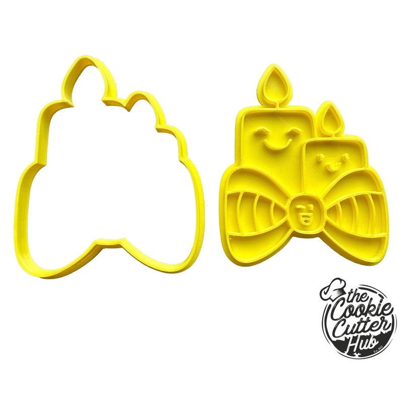 The Cookie Cutter Hub Ausstechform Weihnachtskerzen und passender Präger für