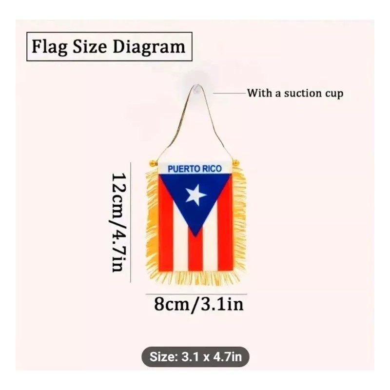 PUERTO RICO MINI BANNER FLAG GREAT FOR CAR & HOME