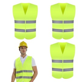 Pack of 3 High Visibility Vests Car Yellow Reflective Safety Vest Car for Drivers, Workers, Adults
