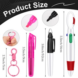 KINYFY 4 PCS Nurse Pen Set Badge Reel Accessories, Mini Nurse Pen Pack Set Include Tip Mini Highlighter Permanent Marker and Retractable Ballpoint Pen with Nursing Keychain Clip (Pink)