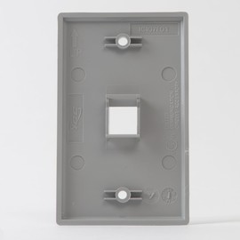 ICC 1-Port Faceplate for Keystone Connectors, Single Gang Outlet Box, Wall Plate for Networking and Home Installations, Durable and Easy to Install, Gray, Single